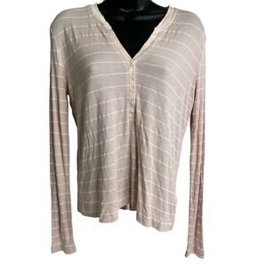 Splendid Collection Shirt Womens Small Pink White Striped Button Long Sleeve Top